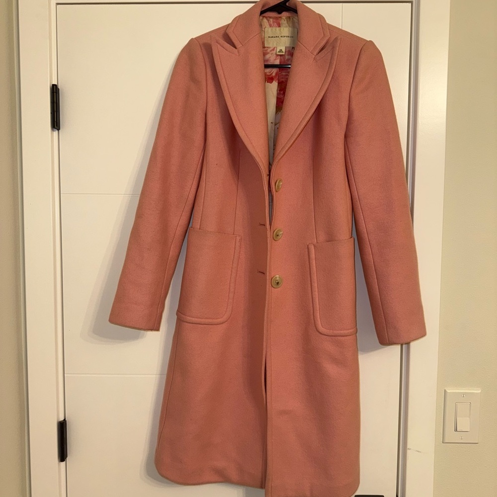 Banana Republic Pink Trench Coat with Notched Lapel